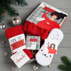 Набор подарочный «Новый год: Time to Relax» полотенце и аксессуары No Brand