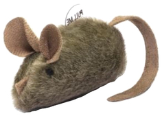Игрушка-пищалка для кошек Nems Мышка с чипом текстиль, коричневый, 8 см