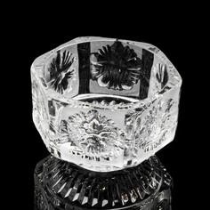 Круглая ваза для конфет с рельефным цветочным декором, стекло, СССР, 1970-1990 гг. Однажды