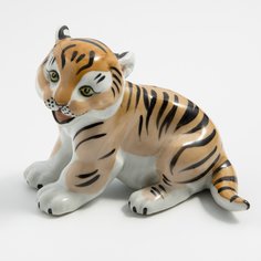 Статуэтка "Тигренок", фарфор, роспись, ДФЗ, с. Вербилки, СССР, 1954-1965 гг. Однажды