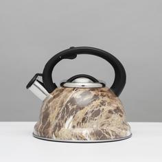 Чайник со свистком Мрамор, 2,6 л, индукция, цвет МИКС No Brand