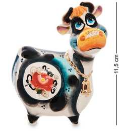 Фигурка Корова с колокольчиком цв. золото (Гжельский фарфор) ГЛ-657 113-708369 Art East