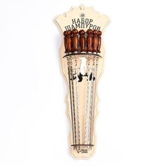 Набор подарочный 6 шампуров+нож-вилка на деревянном щите No Brand