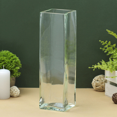 Ваза"Квадрат" прозрачная (без декора) 30см No Brand