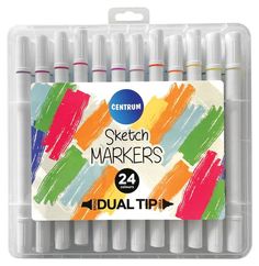 Маркеры Centrum для скетчинга двусторонние, 24 цвета