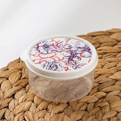 Доляна Контейнер пищевой Доляна «Гжель», 150 мл, круглый, цвет белый