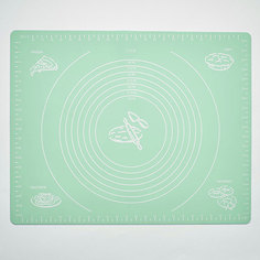 BE-4355S Коврик силиконовый для раскатки теста с разметкой мятный 50*40см (48) Webber