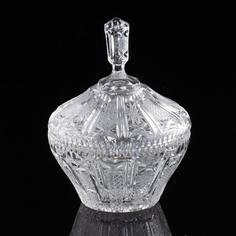 Ваза-конфетница с крышкой (бисквитница), хрусталь, алмазная грань, СССР, 1970-1990 гг. Однажды