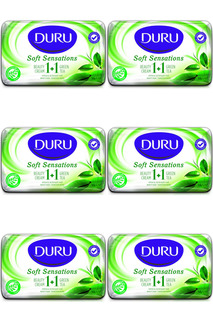 Туалетное мыло Duru softsens 1+1, ЗЕЛЕНЫЙ ЧАЙ, 80г, 6 штук