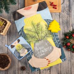 Набор подарочный Magic winter кухонное полотенце, прихватка, силиконовая форма No Brand