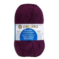 Пряжа Кроссбред Бразилии 50%меринос.шерсть 50% акрил 500м/100гр (191-Ежевика) Пехорка