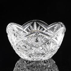 Ваза (конфетница) с фигурным бортом, хрусталь, алмазная грань, СССР, 1970-1990 гг. Однажды