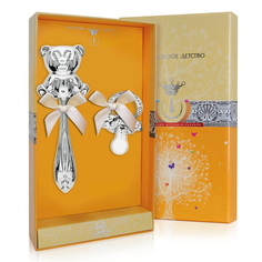 Набор детский серебряный Аргента Медведь, погремушка и пустышка, 1172НБ05801_КД