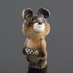 Статуэтка, Raritetus, "Олимпийский Мишка", фарфор, аэрография, ЛФЗ, СССР, 1979-1980 гг. Однажды