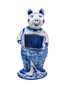 Статуэтка, Raritetus, "Поросенок с гармошкой", фарфор, роспись, Россия, 1992-2000 гг. Однажды