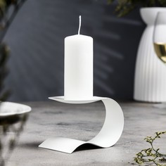 Подсвечник металл на 1 свечу Лева, 11х8,5 см, белый Омский Свечной