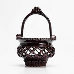 Ваза (конфетница) с прорезным бортом в виде корзинки, фаянс, глазурь, СССР, 1970-1990 гг. Однажды