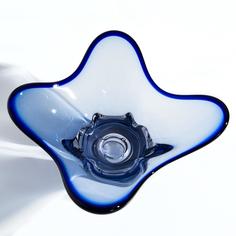 Ваза (конфетница) оригинальной четырёхконечной формы, синее стекло, Чехословакия Однажды