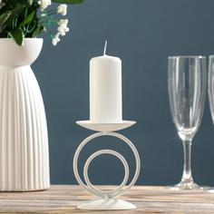 Подсвечник металл на 1 свечу Закат, 11х8,3 см, белый No Brand