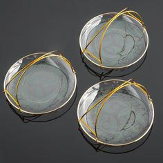 Набор из трех конфетниц, декорированных растительным орнаментом, стекло, печать Однажды