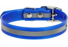 Ошейник Каскад со светоотражающей полосой синий для собак (12 мм (20-24 см), Синий)