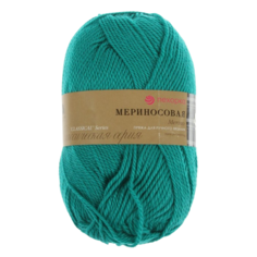 Пряжа Мериносовая 50%меринос.шерсть 50% акрил 200м/100гр (335-Изумруд) Пехорка