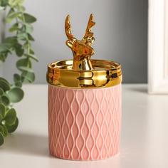Шкатулка керамика "Золотой олень" 14,5х7,5х7,5 см No Brand