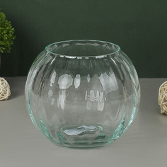 ваза "Шар" риф. (диам.горл-8,5см) 13,5х11см, V=1,1л из прозрачного стекла (без декора) No Brand