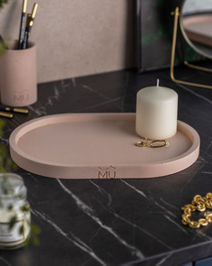 Декоративный поднос Lora XL 30x20 см бетон розовый матовый Musko Home