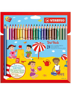 Цветные карандаши STABILO Trio 203/2-24 утолщенные + точилка, 24 цвета