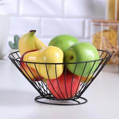 Ваза для фруктов Доляна, 24,5×24,5×11 см, цвет чёрный No Brand