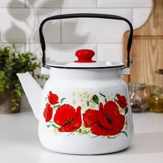 Чайник Маки, 3,5 л, эмалированная крышка, цвет белый No Brand