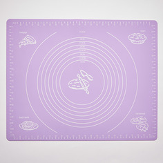 BE-4355S Коврик силиконовый для раскатки теста с разметкой сиреневый 50*40см (48) Webber