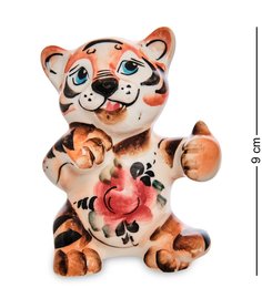 ГЛ- 34 Фигурка Тигренок цв. Гжельский фарфор No Brand