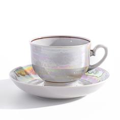 Пара чайная, фарфор, люстр, крытье, Минский фарфоровый завод, СССР, 1968-1983 гг. Однажды