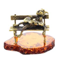 Статуэтка с янтарем «Певец с гитарой на скамейке» Russia The Great