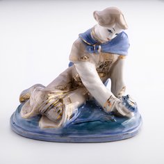 Статуэтка "Иванушка и царевна-лягушка", фарфор, ТФЗ (Гжель), СССР, 1950-1960 гг. Однажды