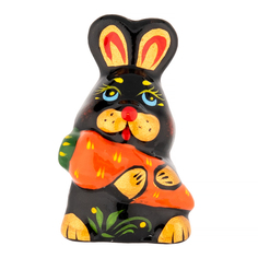 Статуэтка керамическая «Зайчонок с морковкой». Хохлома No Brand