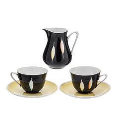 Кофейный сервиз, Raritetus, из двух пар и молочника, фарфор, деколь, СССР, 1970-1980 гг. Однажды