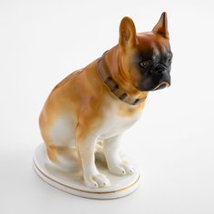 Статуэтка, Raritetus, "Бульдог", фарфор, аэрография, роспись, ЛФЗ, СССР, 1950-1960 гг. Однажды