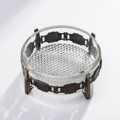 Ваза (конфетница) массивная из прозрачного стекла с рельефным геометрическим декором Однажды