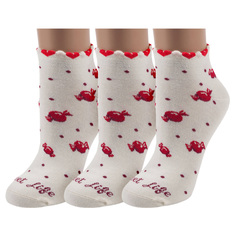 Комплект носков женских ХОХ 3-G-3Rk бежевых; красных 25