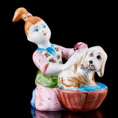 Статуэтка «Девочка с собачкой». Гжель Russia The Great