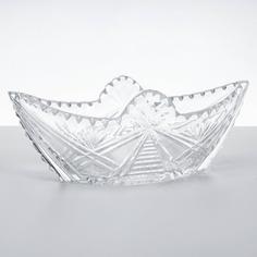 Ваза (конфетница) в форме ладьи, хрусталь, алмазная грань, СССР, 1970-1990 гг. Однажды