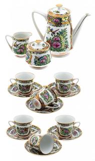 Кофейный сервиз, Raritetus, на 6 персон, фарфор, роспись, золочение, Китай, 1980-1990 гг. Однажды