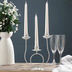 Подсвечник металл на 3 свечи Трио, 18х17 см, белый No Brand