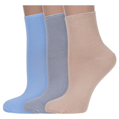 Комплект носков женских ХОХ 3-G-1423 бежевых; голубых; серых 23