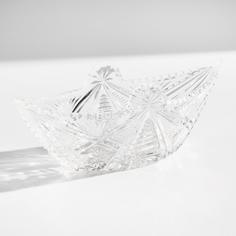 Ваза для конфет в форме ладьи, алмазная грань, стекло, СССР, 1970-1990 гг. Однажды