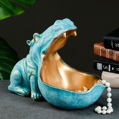 Подставка для мелочей "Бегемот" зеленый, 22х30см 4763771 Хорошие сувениры