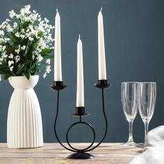 Подсвечник металл на 3 свечи Трио, 18х17 см, черный Омский Свечной